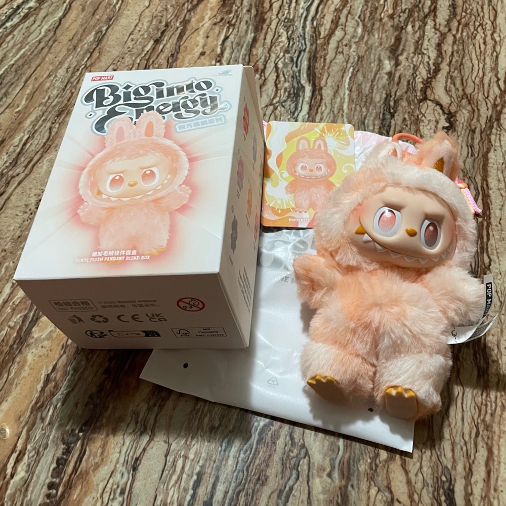 Labubu Happiness Monster Big Energy Cozy Plush Bag Charm Collectible
